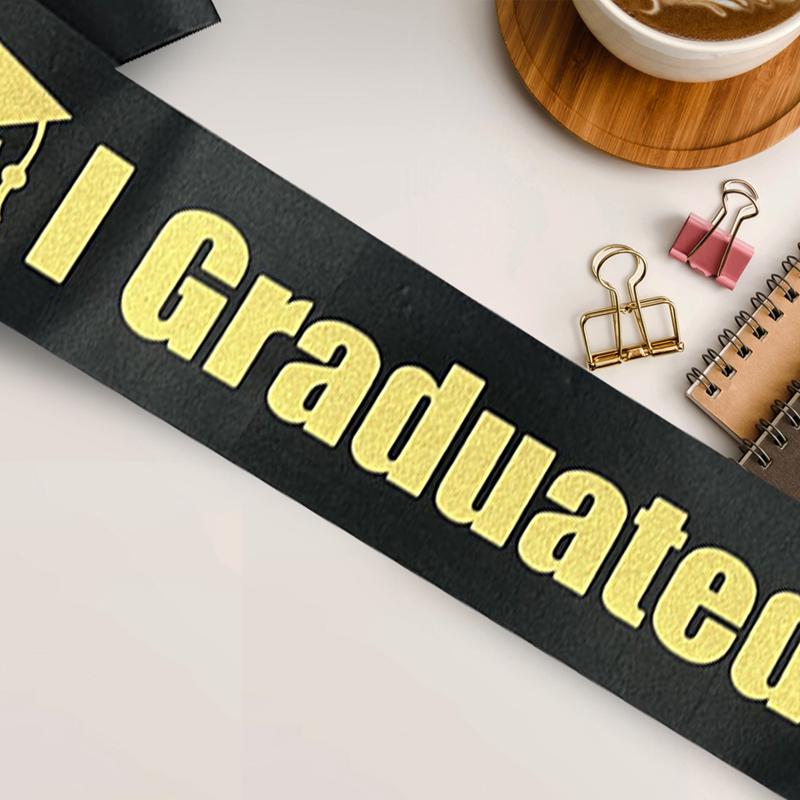 2025 Graduated Satin Sash Black Bachelor Caps with Tassel for Graduation Party Decoration Photo Props University Master Hat Gift