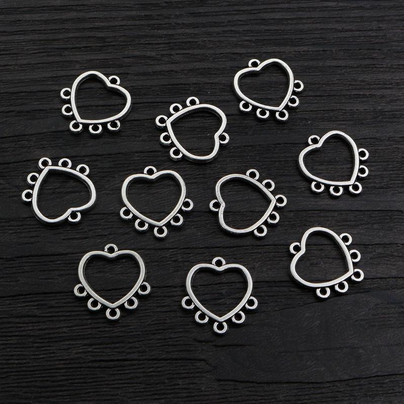 30pcs Antique Silver Plated Boho Vintage Flower Connector Charms Pendant DIY Necklace Bracelet Jewelry Making Findings Supplies