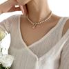 Zircon Flower Pearl Necklace Niche Design Sense 2025 Clavicle Chain Summer Versatile OT Buckle Accessories