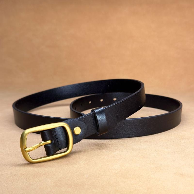 Women's Antique Cowhide Belt Copper Buckle Women's Casual Versatile Premium Retro Leather Belt