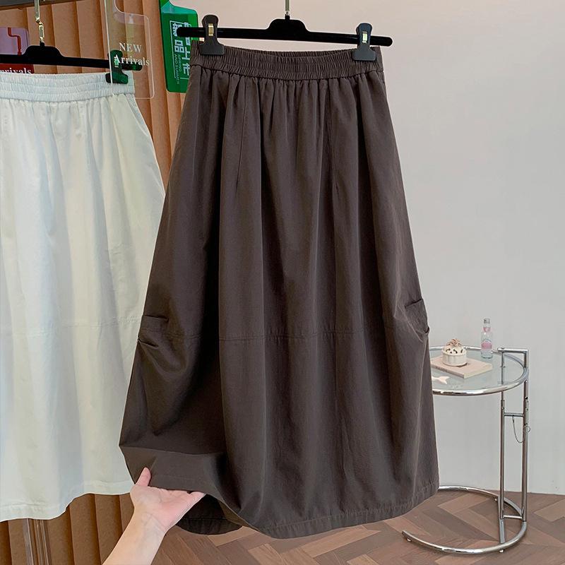 

Spring/Summer Unique Beautiful Elastic Waist A-Line Bud Skirt Extra Large серый