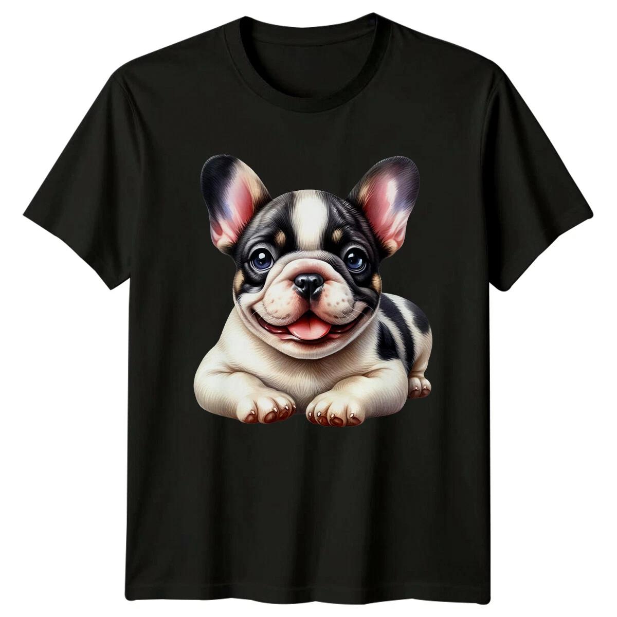 Cute French Bulldog Puppy T-Shirt, Dog Lover Tee, Happy Pup Graphic S