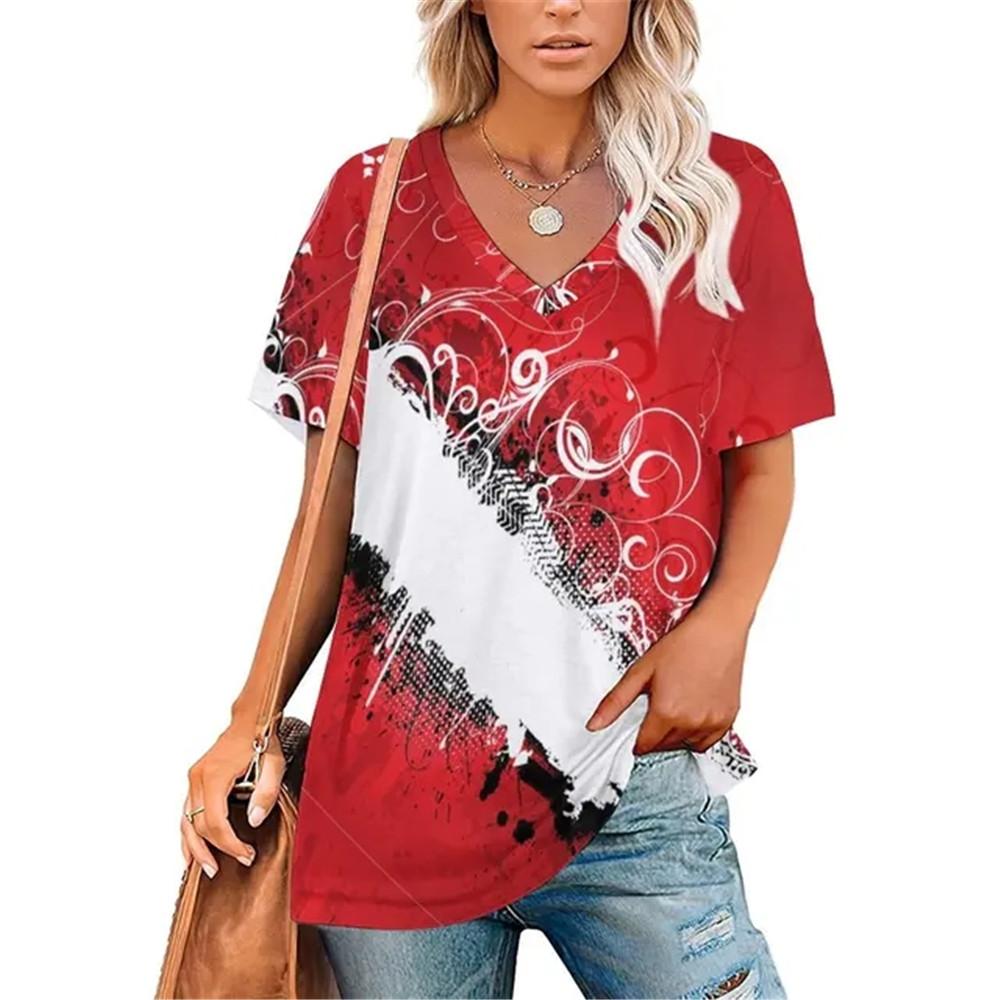 Сексуальная футболка с V-образным вырезом и принтом в виде градиента и граффити — фото 7