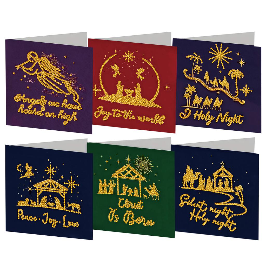 6pcs Xmas Pattern DIY Diamond Painting Greeting Card Set with Envelope Diamond Art Greeting Cards Congratulations Cards & Gifts