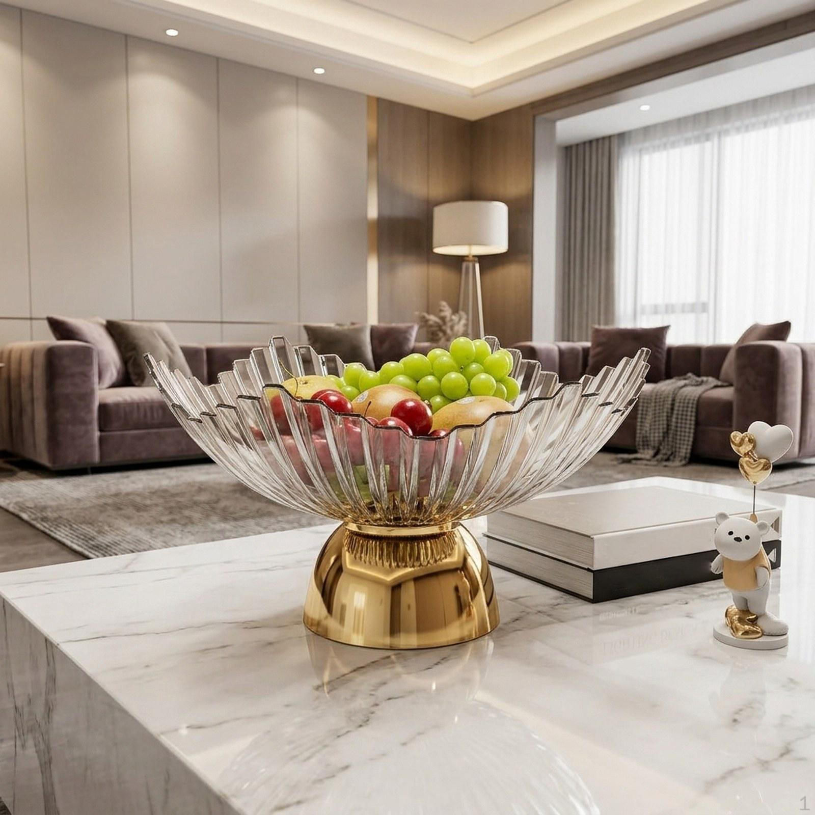 

Fruit Bowl on A Pedestal, Trendy, Portable And Elegant Tray, Serving Tray for Dining Room, Clear White