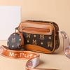 Multi-layer Shoulder Bag for Women's Bag Crossbody Mobile Phone Bag Middle Aged and Old Mother Buying Groceries Bag Soft Leather Printed Pattern