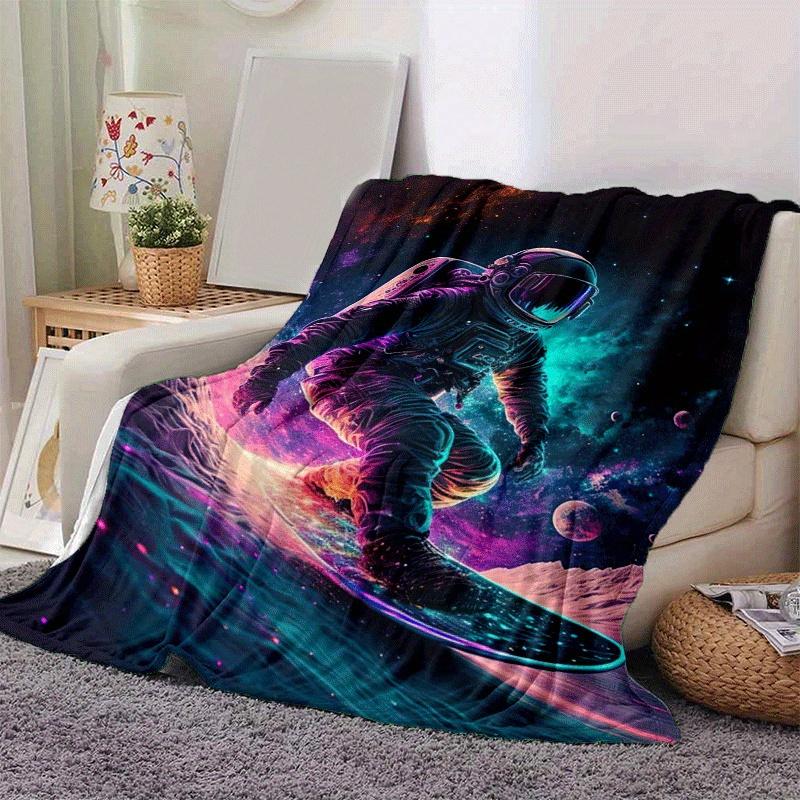 1 Stück Astronauten-Druck Leichte Flanelldecke, Bequeme und Warme Decke, für Camping Sofa Bett und Couch Büro, Geschenk