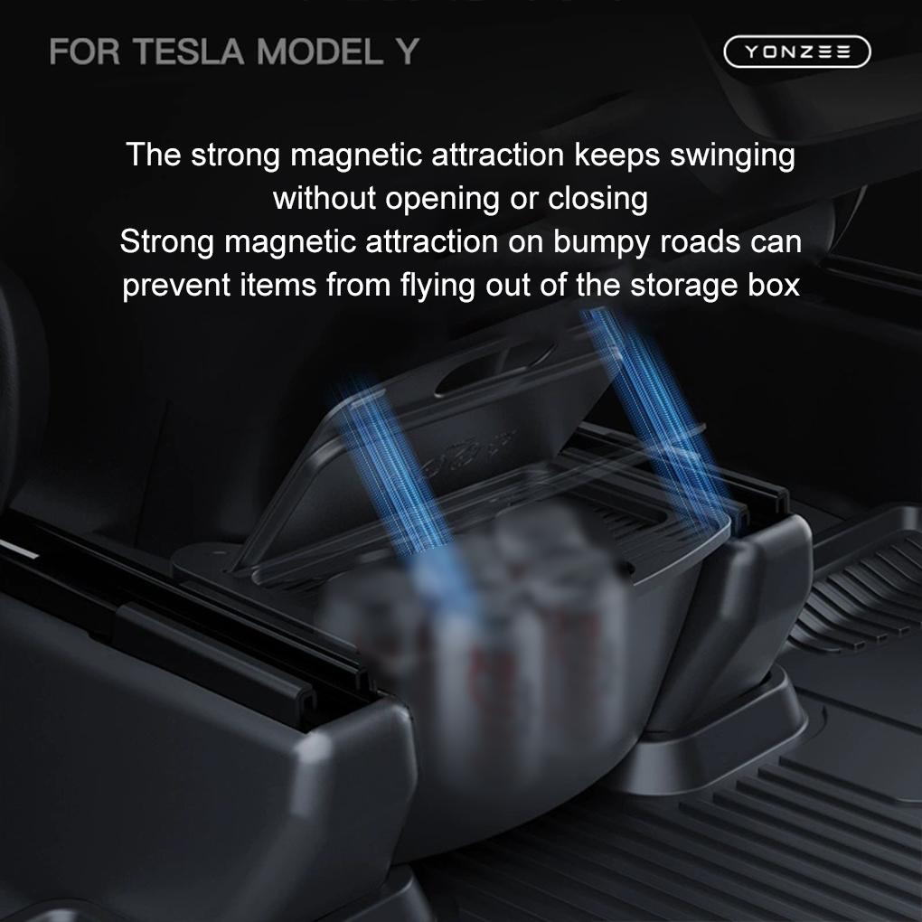 ABS ForTesla Model Y Rear Storage Box Organizer Magnetic Closure For ForTesla Rear Seat Car
