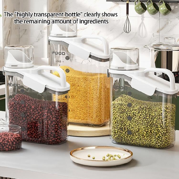 Transparent Bulk Food Container with Pouring Spout Nonslip Handle Box Large Capacity Storage Bin For Snacks Pet Food