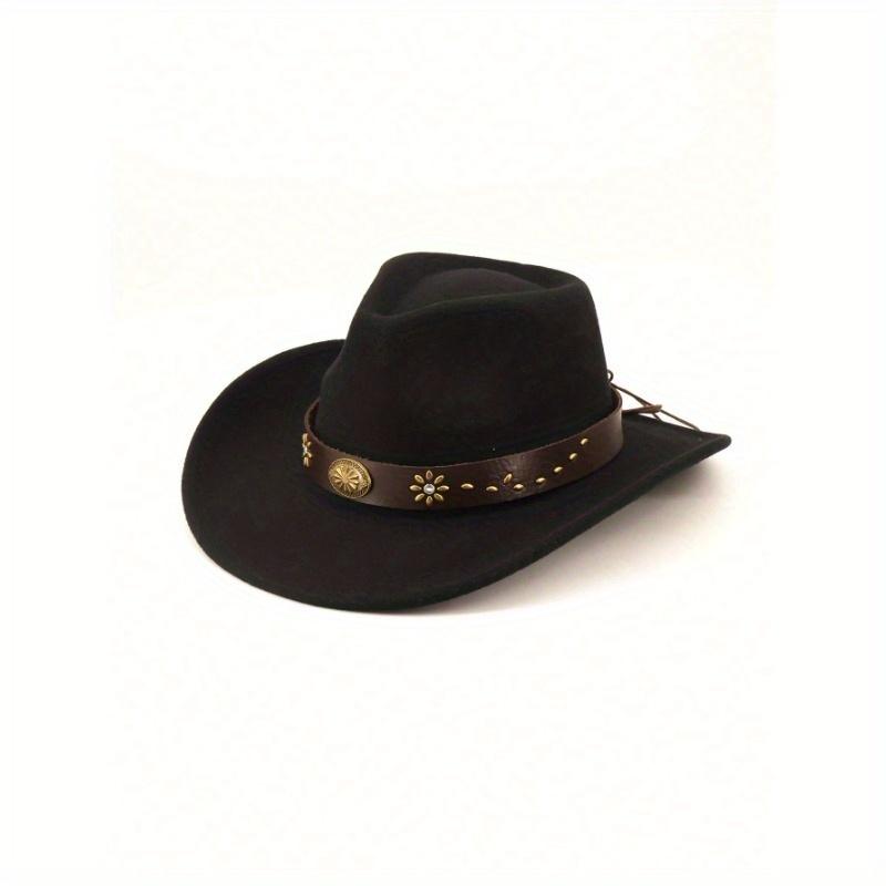 1pc Women Belt Decor Boho Cowgirl Hat Cowboy Hat Fedora Hat Jazz Panama Hat Soft Felt Hat for Daily Use