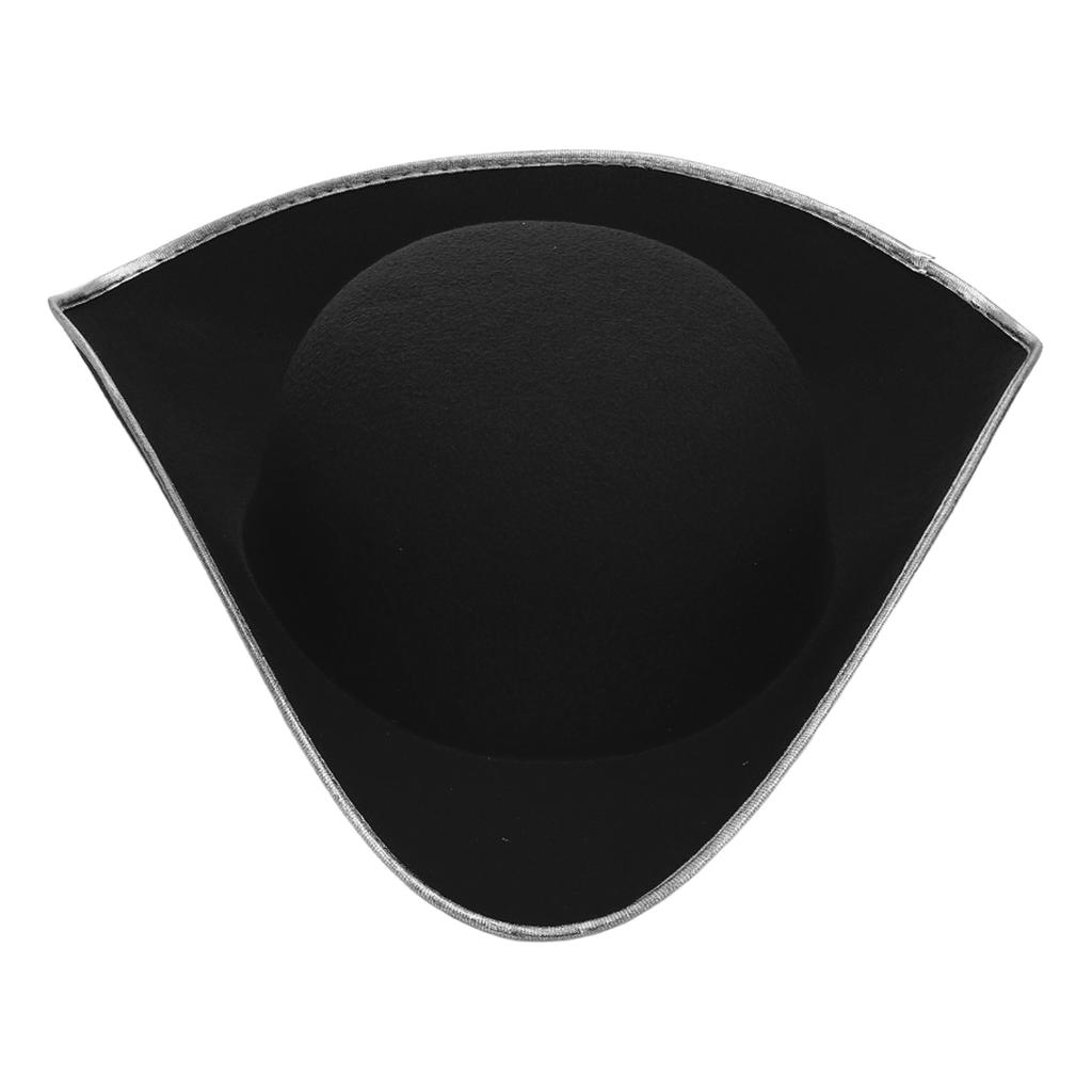 Unisex Halloween Pirate Hat Tricorn Style Distressed Felt with Metallic Brim Cosplay Accessory 1Pc