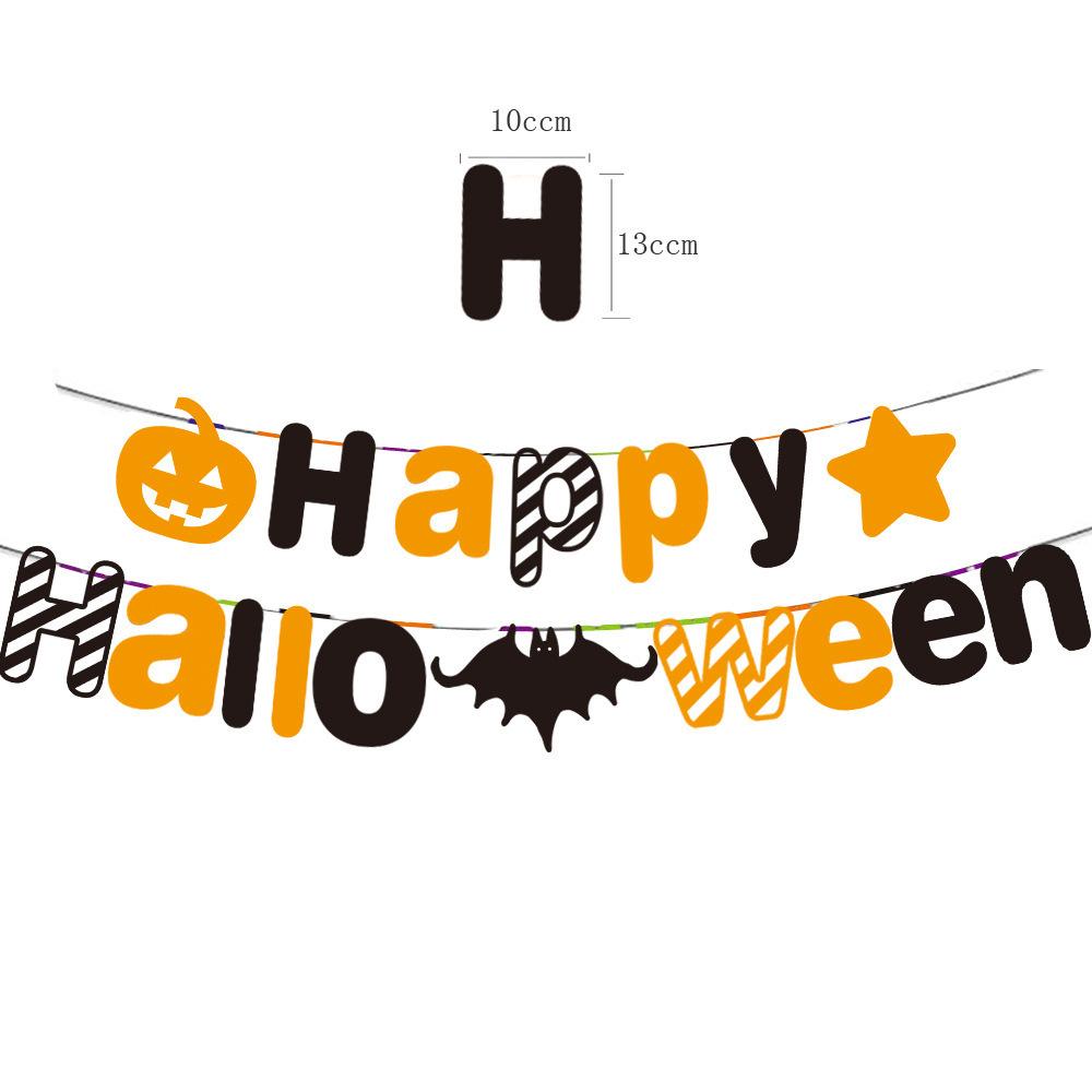 Halloween Party Decoration Alphabet Flag Bat Pumpkin Black Cat Witch Spiral Pendant