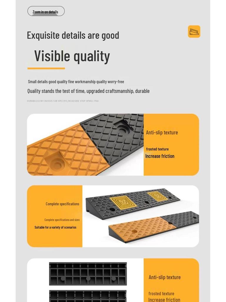 Rubber Curb Ramp Mat for Vehicles and Thresholds