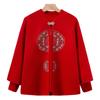 Grandma's New Knitted Sweater Two-piece Set Middle-aged Mother Outfit Wedding Banquet Festive Sweater Set Elderly Coat