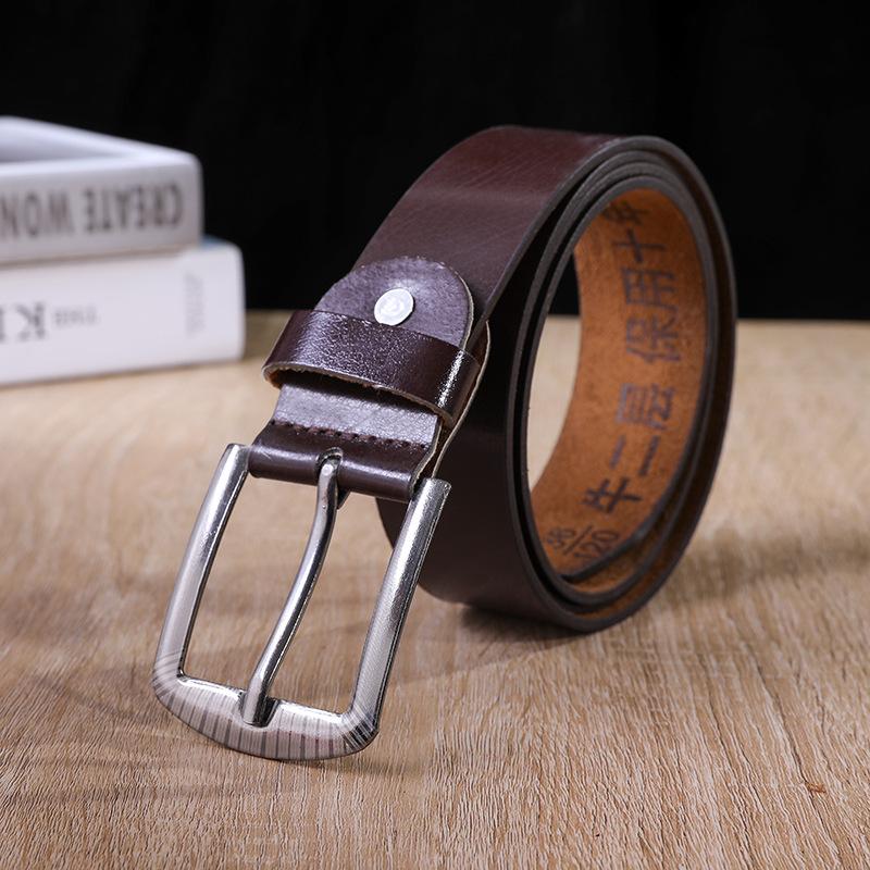 Yak Pin Buckle Belt 4Cm Wide Glossy Belt Body 3.5Cm Belt, Guaranteed For Ten Years, Continuous Belt