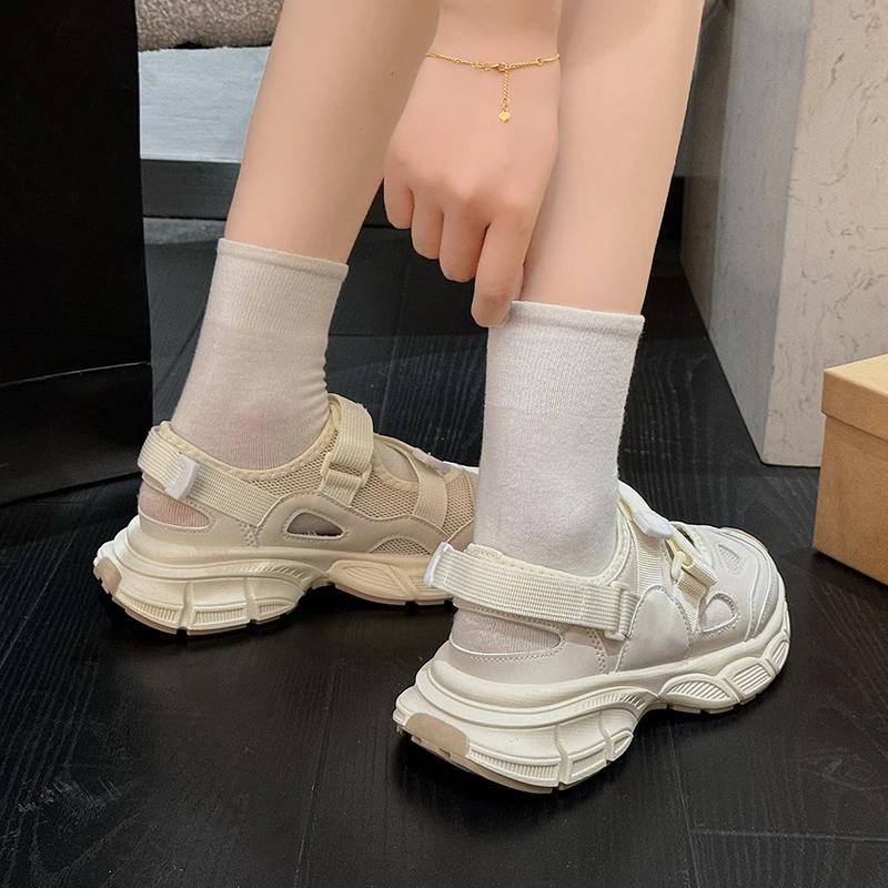 Fashion 2025 New Ladies Shoes Mesh Women's Vulcanize Shoes Outdoor Breathable Women Casual Sneakers Round Toe Hollow Platform Sandals