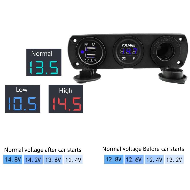 12-24V Car Dual USB Cigarette Lighter Socket 3.1A Boat Car Motorbike Tractor Charger Adapter Digital Voltmeter Universal