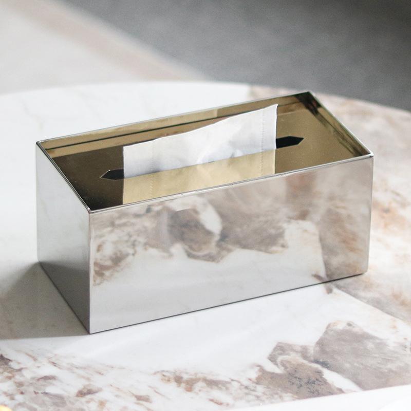 Stainless Steel Tissue Box, Luxurious Metal Rectangular Tissue Box Ornament, Modern Living Room and Kitchen Tissue Storage Box