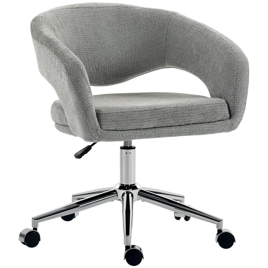 Ergonomic Office Chair Adjustable Height Chenille Office Chair With Curved Backrest Gray