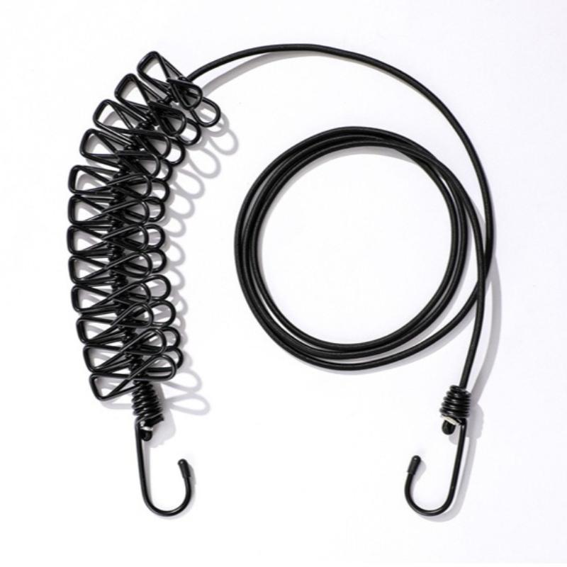 Corde à linge portable avec 12 pinces à linge, Corde à linge de voyage extensible rétractable élastique pour blanchisserie dans le jardin