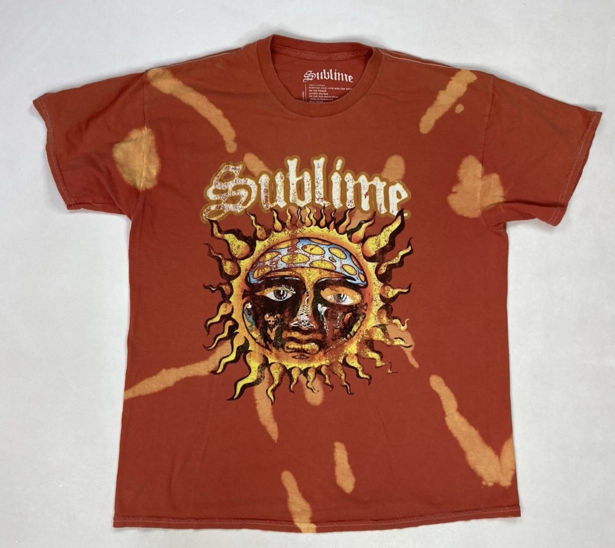 Sublime Logo Graphic T-shirt Men Medium Orange Tie Dye Short Sleeve Music S