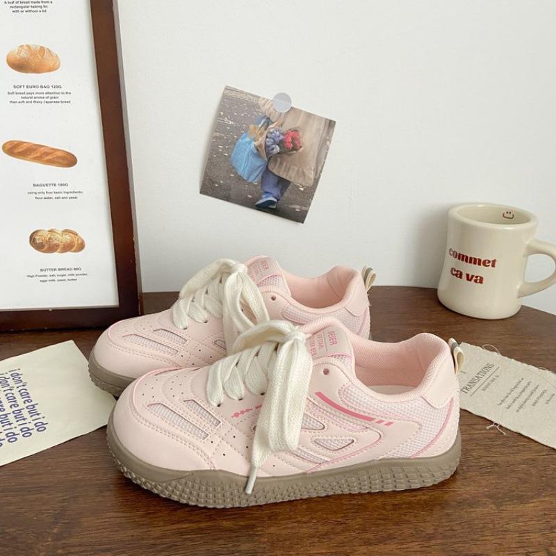 Pink Dexun Double Mesh Board Shoes Female Ugly Cute Summer New Chic Niche Korean Version Breathable Sports Forrest Gump White Shoes