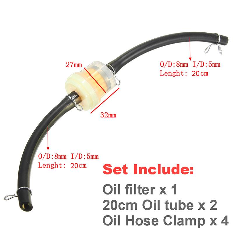 7Pcs Set Gasoline Filter with Oil Tube Hosepipe Clamp Fuel Petrol Inline Hose Pipe with Clips Universal Gas Fuel Oil Filter Pipe