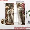 Set Of 2 Royal Cat Curtains White Cats Gemstone Collars Gold Pink Floral Background Luxurious Living Room Decor Curtain Polyester Ideal For Great
