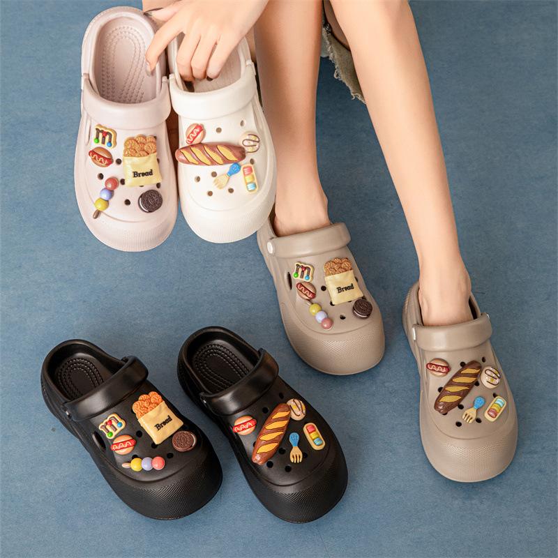 

Stepping on shit women s slippers summer bag head shoelaces and outer wear girls beach shoes eva sandals 39/40