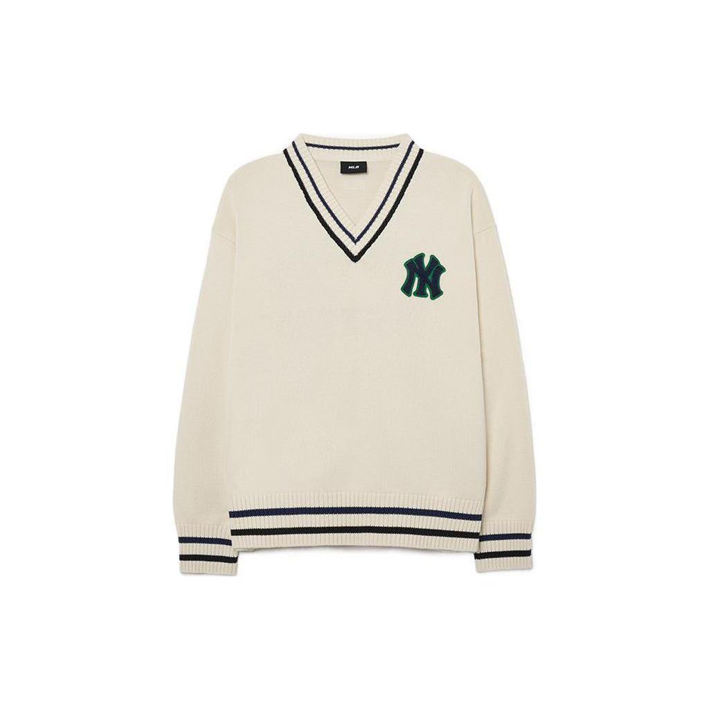 MLB New York Yankees Knitwear Unisex Cream V neck Moderate Other 3AKPV0131-50CRS