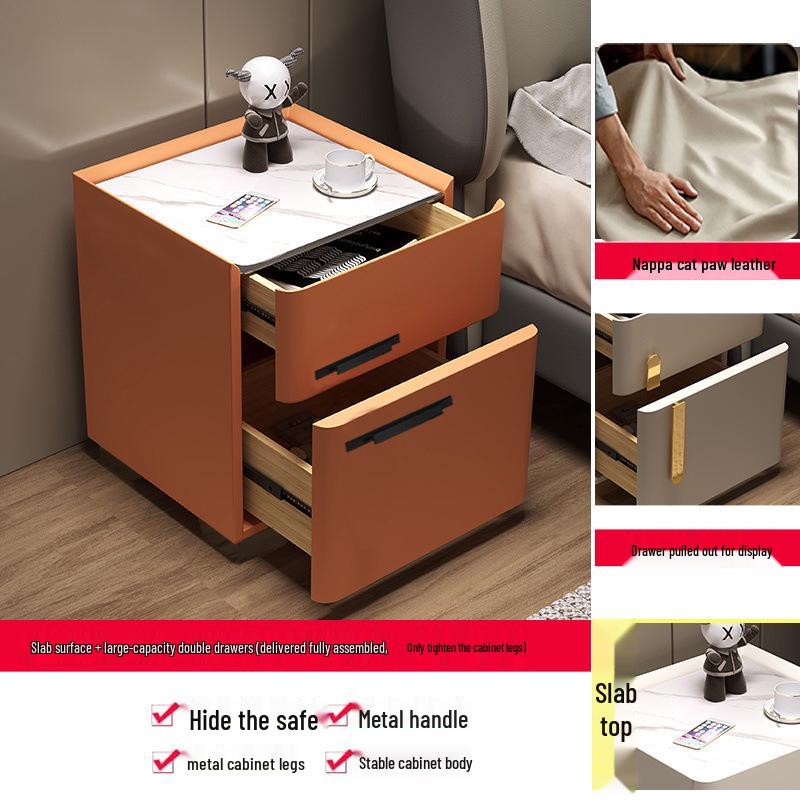 Smart Multifunctional Bedside Safe: Minimalist Square Design for Bedroom and Living Room