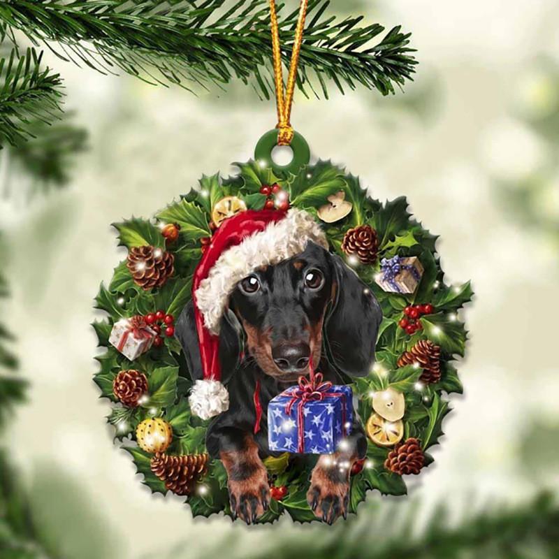 Cute Christmas Acrylic Dog Hanging Decor For Rearview Mirror And Home Spaces