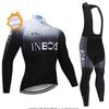 Winter Thermal Cycling Jersey Bib Pants Set Men Women Long Sleeve Fleece Warm Mountain Bike Outfit