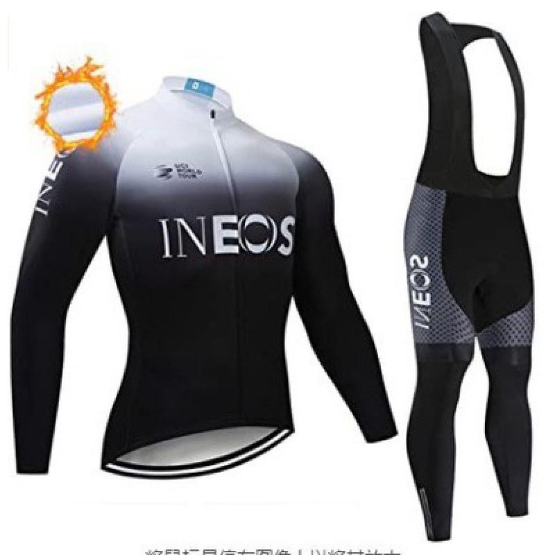 Winter Thermal Cycling Jersey Bib Pants Set Men Women Long Sleeve Fleece Warm Mountain Bike Outfit
