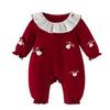 100 Days Red Baby Romper - Cute, Stylish Bodysuit for Spring/Autumn Outings and Crawling - Perfect for Newborn To 1-Year-Old Girls.