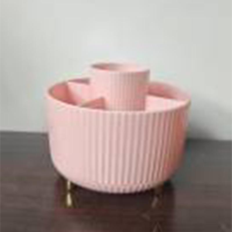 Multifunctional Rotating Pen Holder & Cosmetic Storage Box - Light Luxury Round Organizer for Makeup Brushes & Desktop Essentials, Large Capacity.