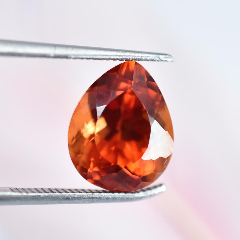6.95 Ct Natural Orange Sapphire Pear Cut Loose Gemstone For Collection