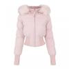 Womens Oversized Fur Hooded Cotton Puffer Jacket Slim Fit Winter Streetwear