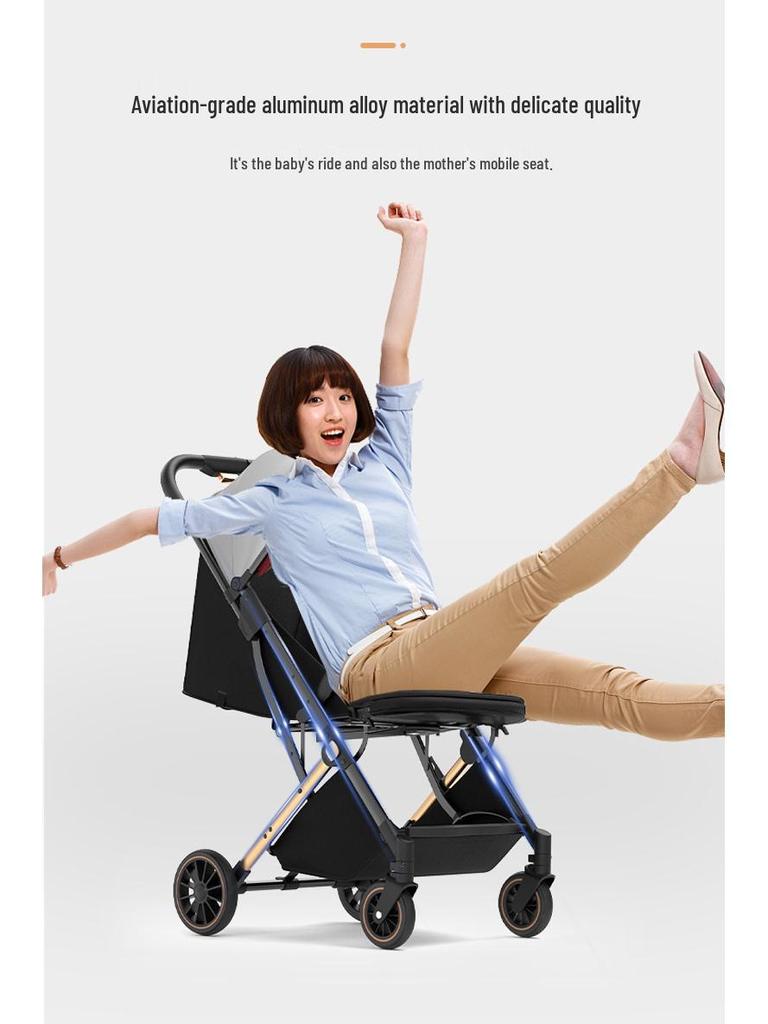 Lightweight Baby Stroller: Sit and Lie, One-Key Fold, Four-Wheel Shock Absorption, Outdoor Umbrella Car.