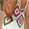 Women's Hand-Crocheted Flower Patchwork Sleeveless Beach Cover-up Dress