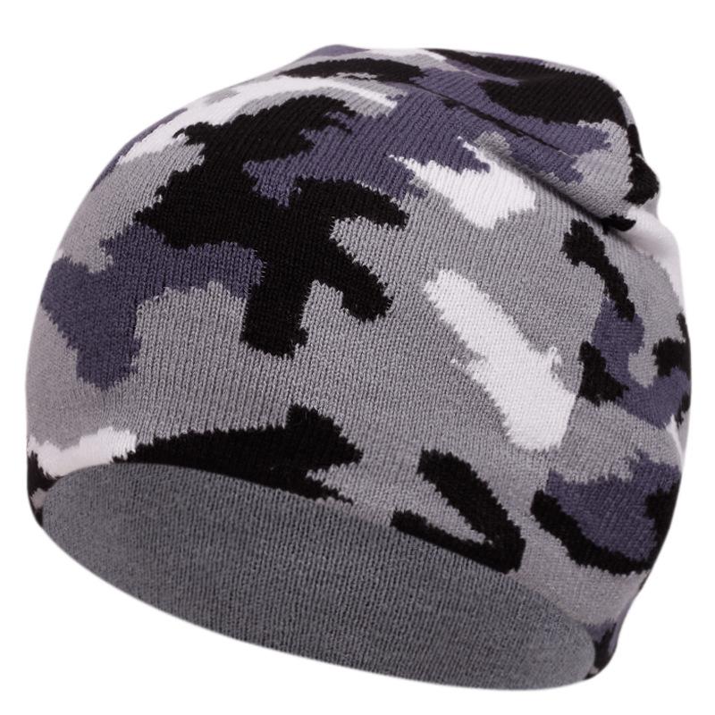 Camouflage Knitted Hat Winter Warm Men S And Women S Wool Hat Autumn And Winter Cold Hat elastic 55-62cm