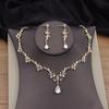 Luxury Pink Crystal Bridal Jewelry Sets Tiaras Earrings Necklace Sets for Women Party Crown Wedding Necklaces Set Bride