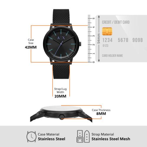 Armani Exchange Men's Three-Hand Black Stainless Steel Watch, AX2760