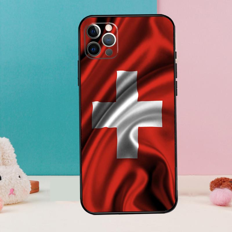 Switzerland Swiss Flag Phone Case For iPhone 17 Air 16 15 13 12 11 14 Pro Max 12 13 Mini 15 16 Plus 16e Cover Coque