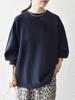 Ships Any Double-Face Volume Sleeve Knit Pullover (Hand Washable) 726070004 Navy One Size