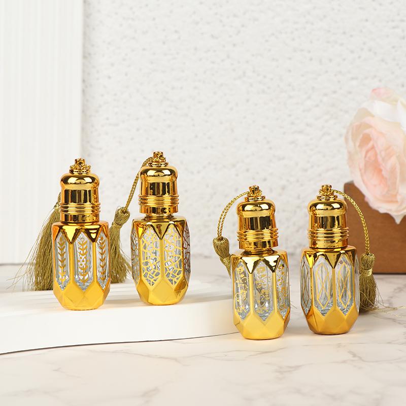 6Ml Mini Steel Ball Roll-On Bottle Luxury Gold Glass Perfume Sample Vials Portable Refillable Bottles Travel