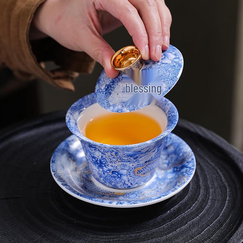 Simei Hall White Porcelain Dragon Gaiwan Tea Bowl