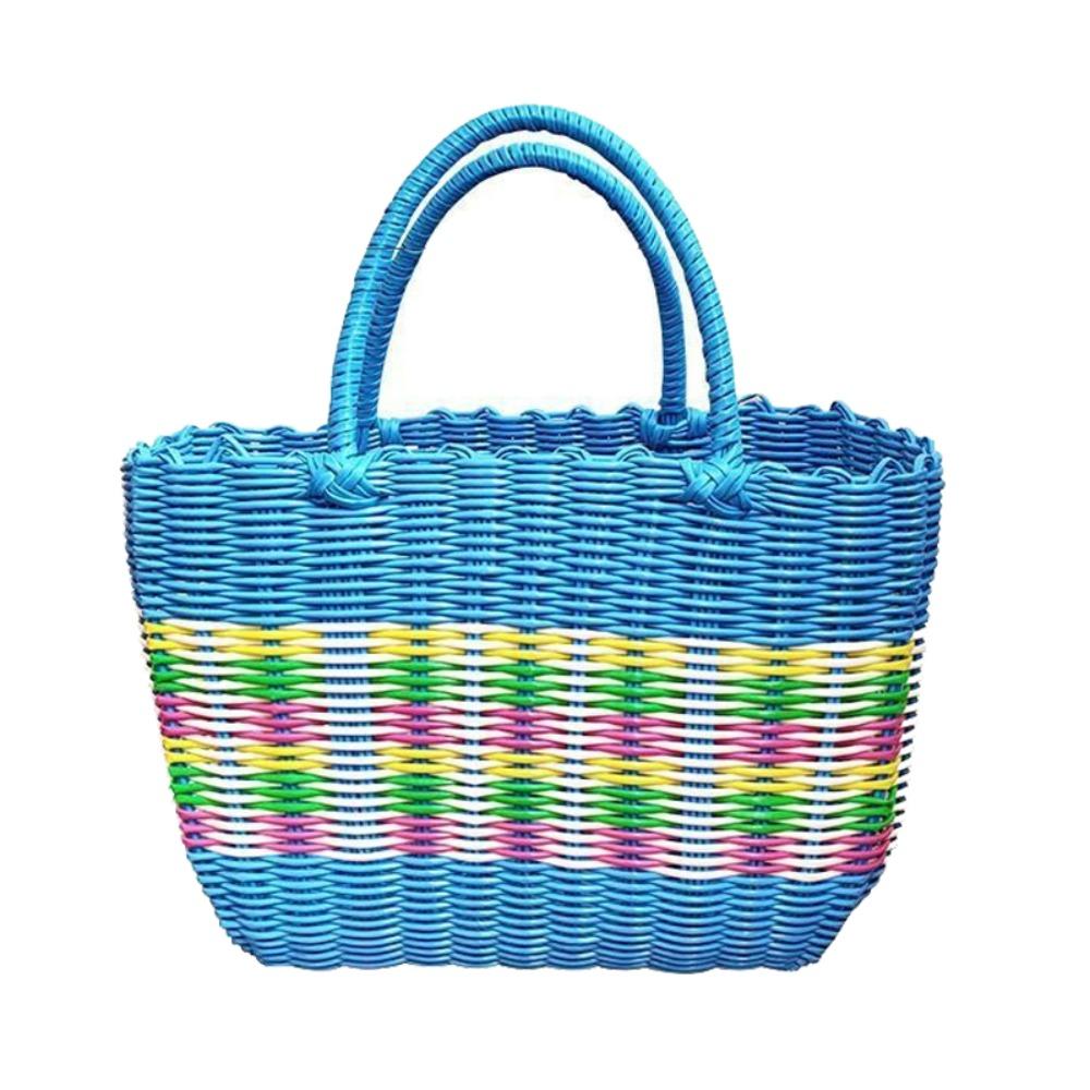 Woven Handheld Vegetable Basket High-End Bath Basket Fashion Plastic Woven Basket  Vegetable Market