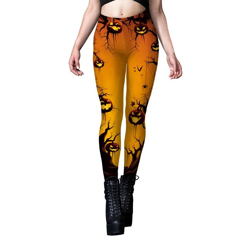 New Women's Clothing Halloween Carnival Night Dark Style Pattern Print Tight Fitness Leggings Women