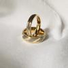 Titanium Steel Couple Rings Gold Color Simple Design Twisted Pattern Matching Rings for Couples